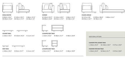 SUNS tuinmeubelen Kota Loungeset | Kleine Hoekopstelling | Camel Sand Frame