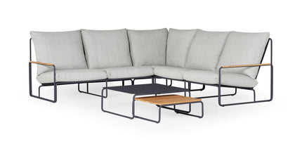 SUNS tuinmeubelen Merano | Lounge Set | Kleine Hoekopstelling | Matt Royal Grey Frame