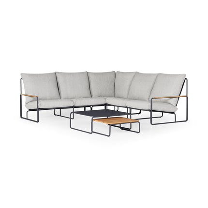 SUNS tuinmeubelen Merano | Lounge Set | Kleine Hoekopstelling | Matt Royal Grey Frame