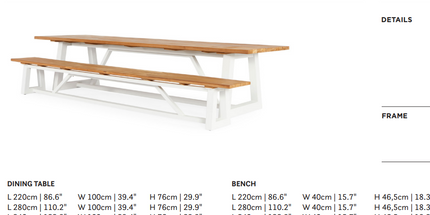 SUNS tuinmeubelen Ovada tuinbank | 3 maten | Camel Sand Frame