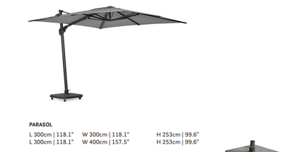 SUNS tuinmeubelen Palmoli Zweefparasol | Matt Royal Grey Frame | 2 maten