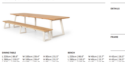 SUNS tuinmeubelen Tomar tuinbank | 3 maten | Camel Sand Frame