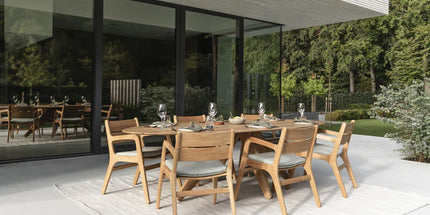 Wolfwood tuinmeubelen Durban 280 met 6 Norden tuinstoelen