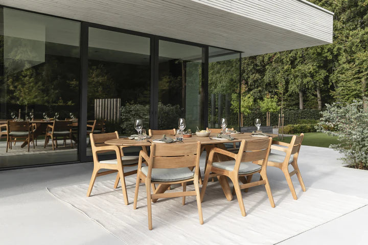 Wolfwood tuinmeubelen Durban 280 met 6 Norden tuinstoelen