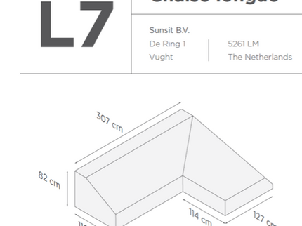 Suns | Beschermhoes voor 2-zits incl. chaise longue | Grijs | L3-L7