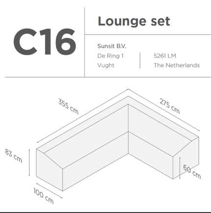 SUNS tuinmeubelen Suns |  Beschermhoes voor loungeset | Grijs | C16